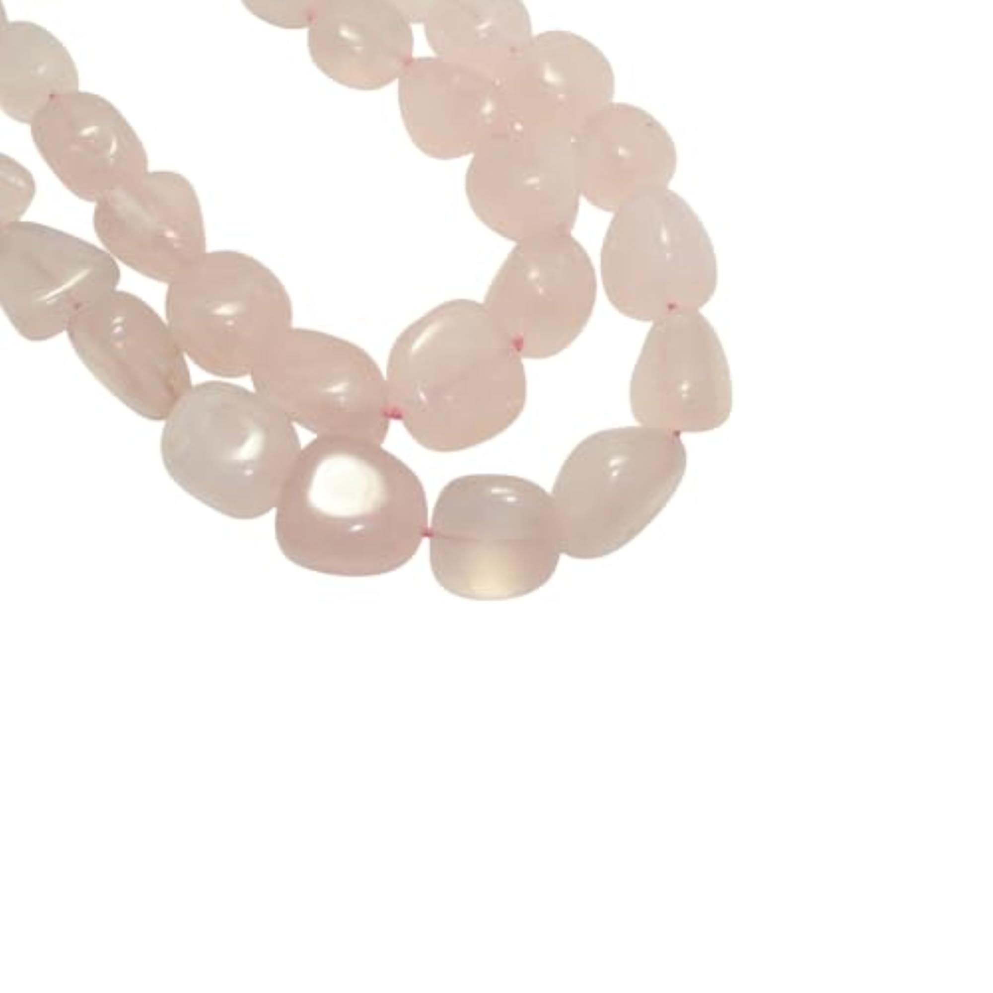 Pink Rose Quartz Tumble Beads Necklace, 2 Line